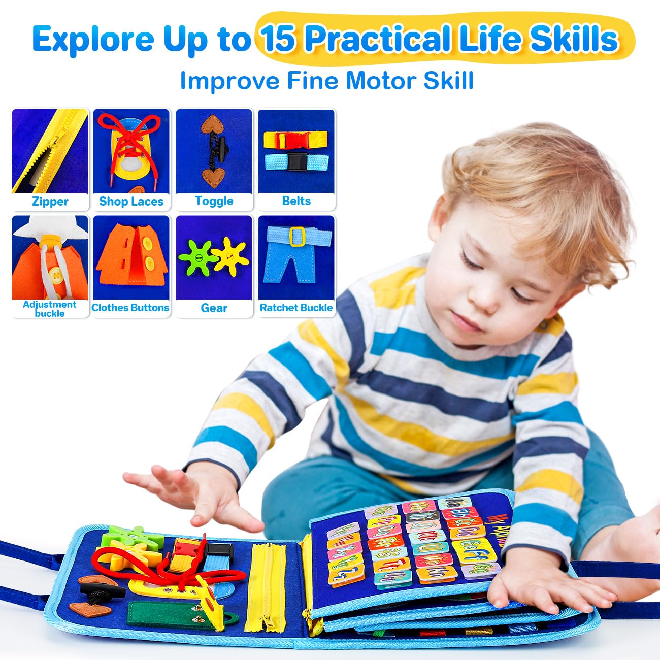 SYHLN Toddlers Montessori Busy Board Toys for 1 Year Old Boy Gifts,Educational Preschool Learning Travel Toys for Toddlers 1-3,One Year Old Boys Girls 1st Christmas Birthday Gifts Age 1-2-4