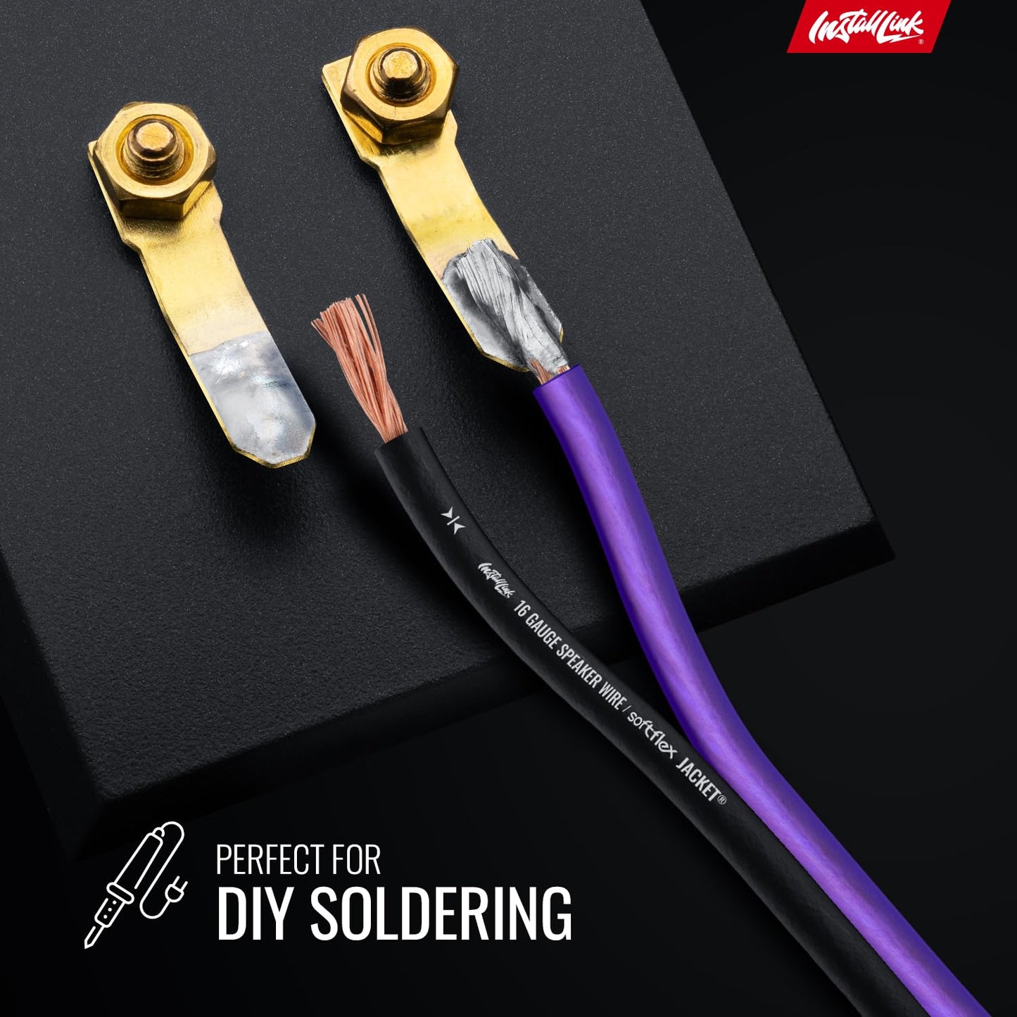 Install Link 16 AWG Gauge Speaker Wire Cable (30 Feet) Stereo, Car or Home Theater, CCA