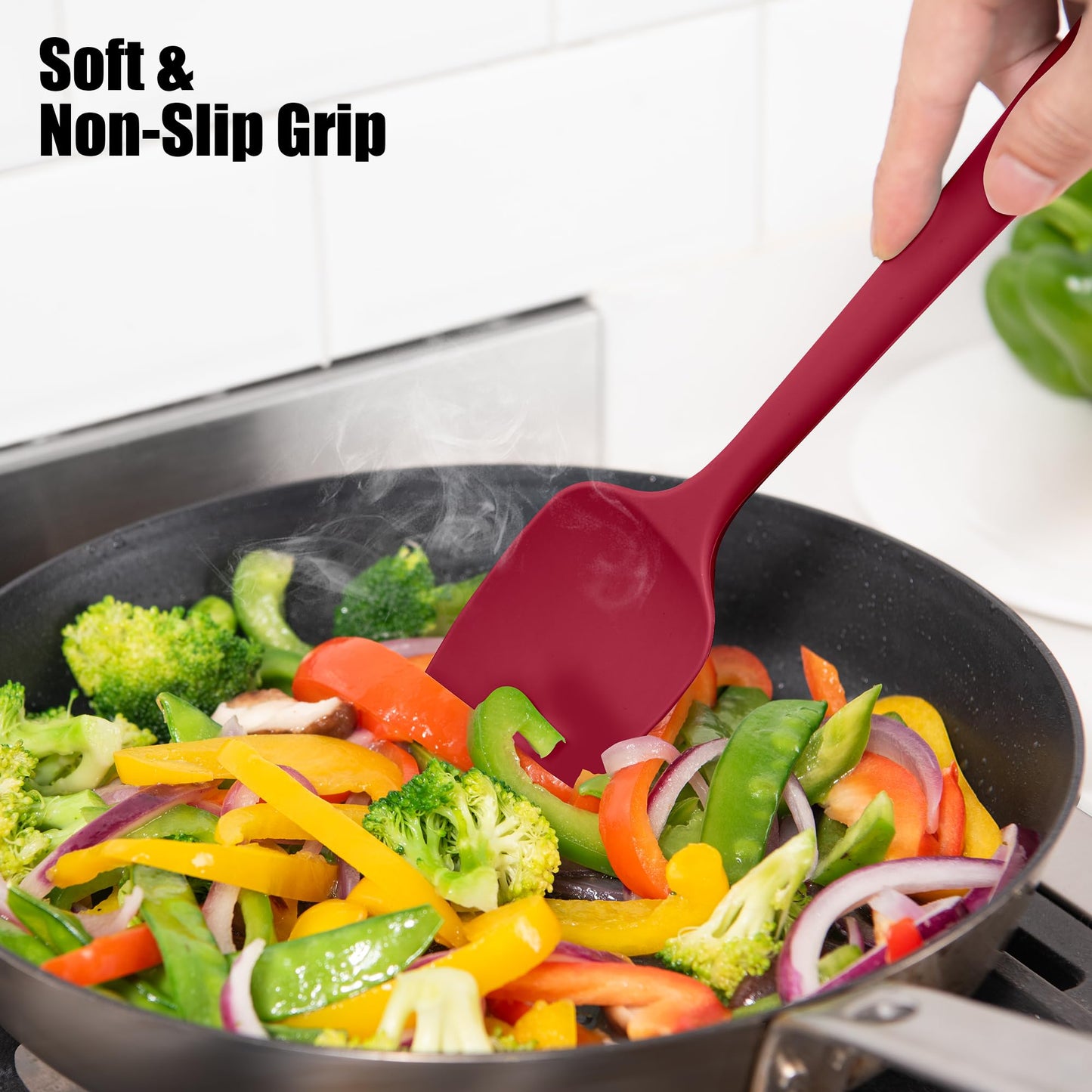 Doosu Silicone Scraper Spoon Spatulas, 600°F Heat Resistant BPA Free Rubber Flat Spatula, Kitchen Mixing Stirring Cooking Spoonula, Non-Stick Dishwasher Safe Baking Supplies (2 Pcs, Aqua+Red)