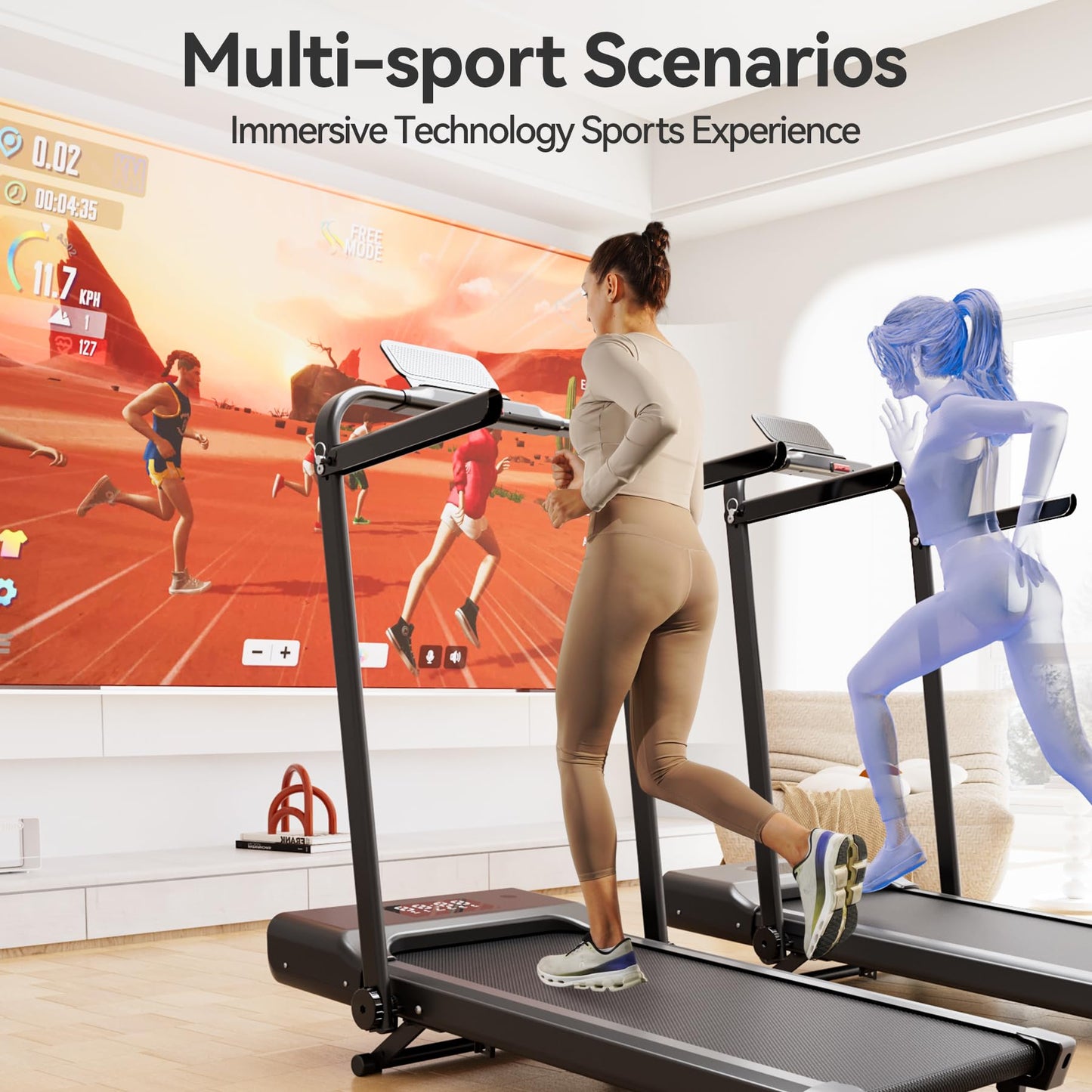 Walking Pad Treadmill with Handle bar, 3.0HP Small Foldable Treadmills for Home with Incline APP Remote Control and LED Display, 7.5MPH Portable Treadmill 300 Lbs Capacity