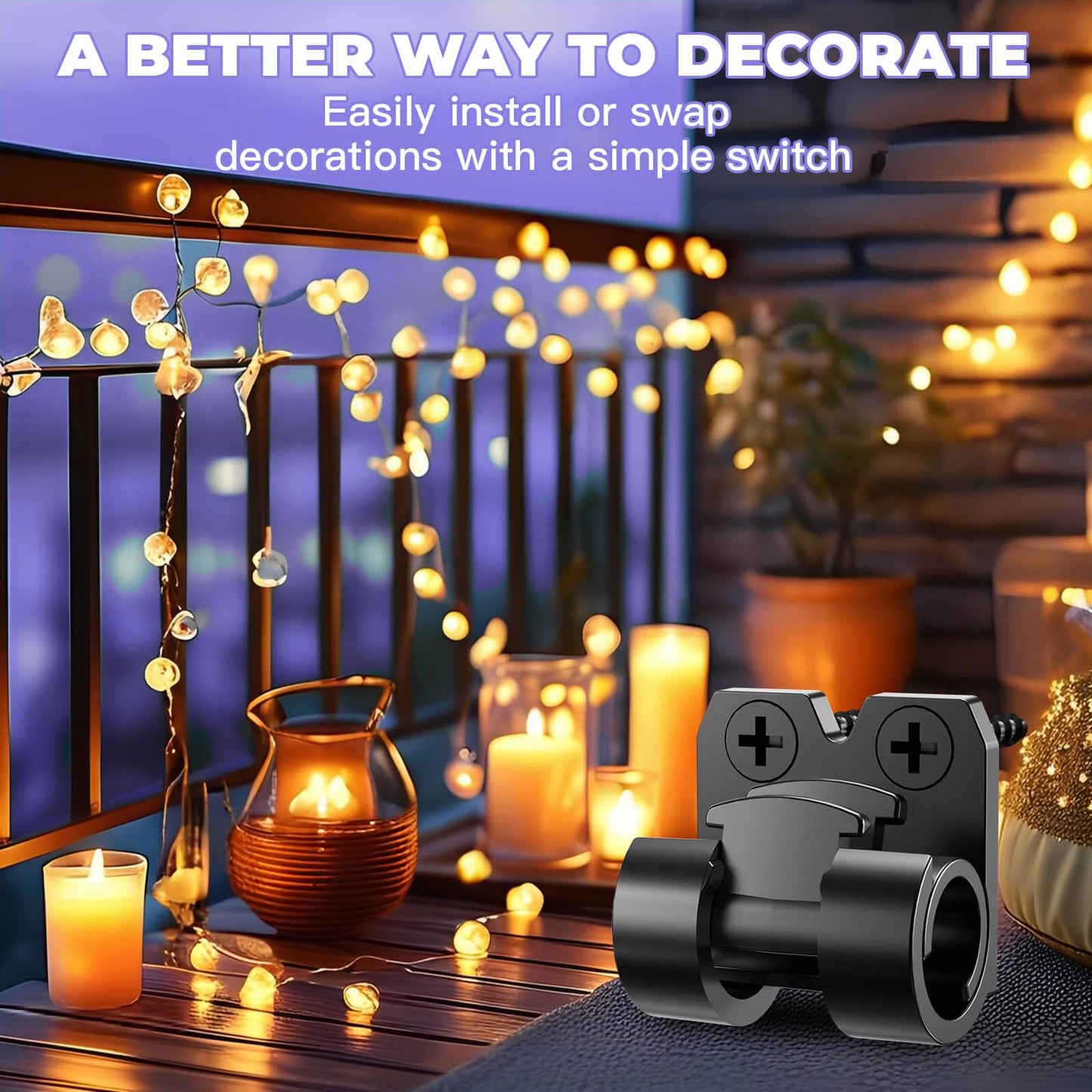 VEXON Hooks for Outdoor String Lights Clips: 25pcs Christmas Light Clips with Waterproof Adhesive for Hanging Balcony Lights - Outside Black String Light Hooks - Decor Garland Hanger - Cable Holders