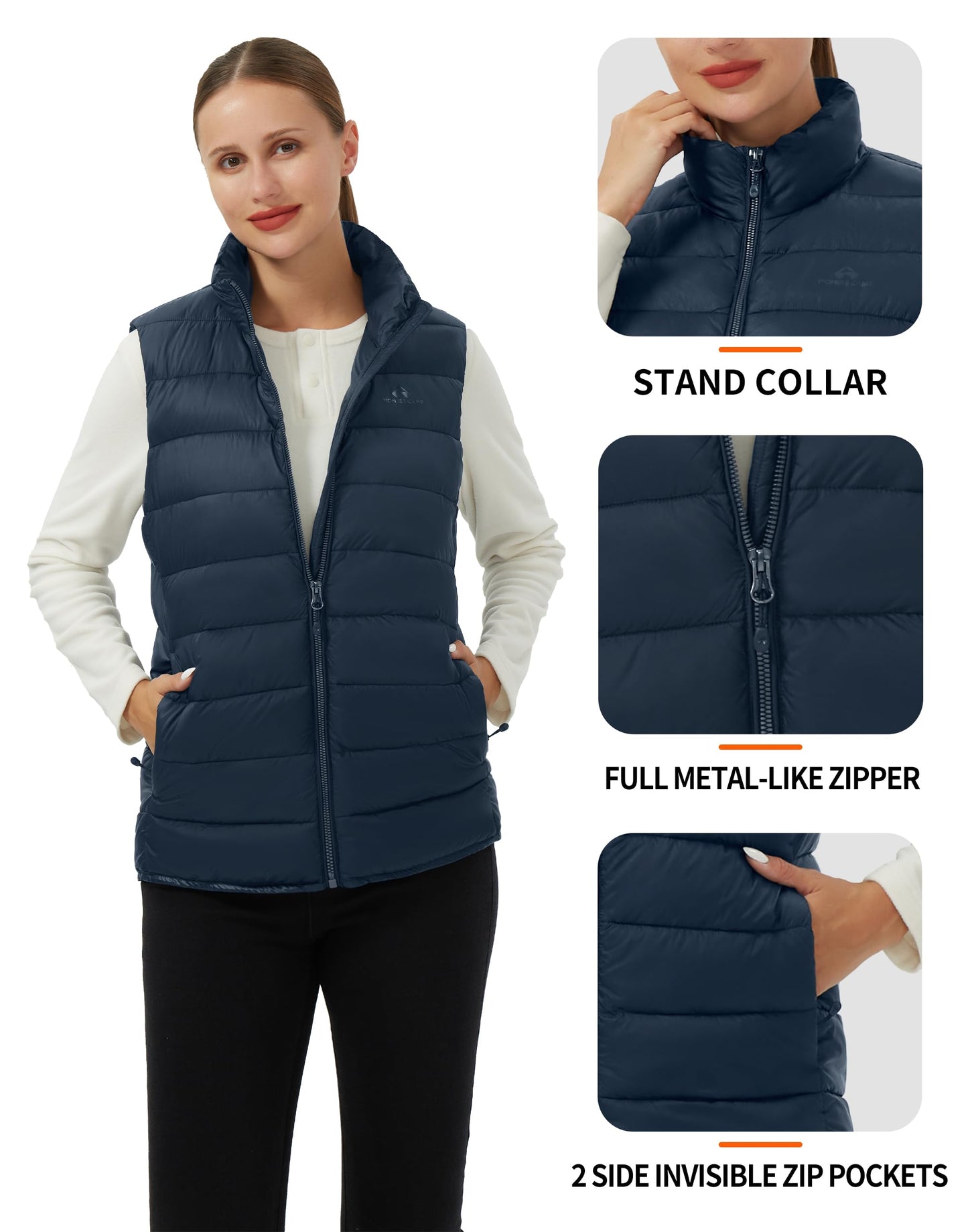 Pioneer Camp Puffer Vest Women Lightweight Packable Sleeveless Bubble Quilted Zip Up Padded Warm Winter Outerwear Puffy Vests