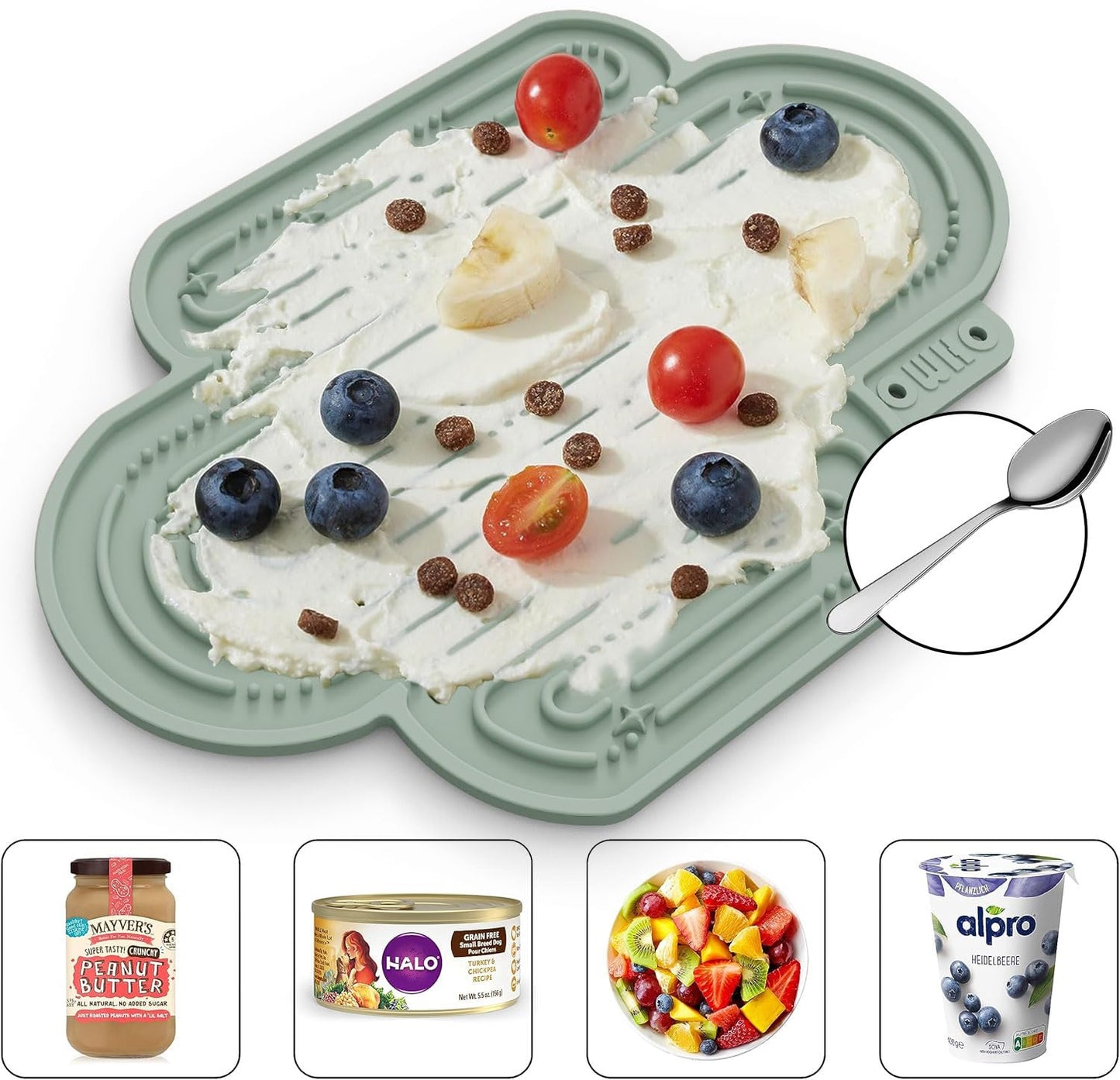 OHMO-Cactus Lick Mat for Dogs and Cats(2 Pack) Easy to Clean Pet Slow Feeder with Suction Cups, Licking Pad for Anxiety Relief and Boredom Reduction(Cactus&Light Green)