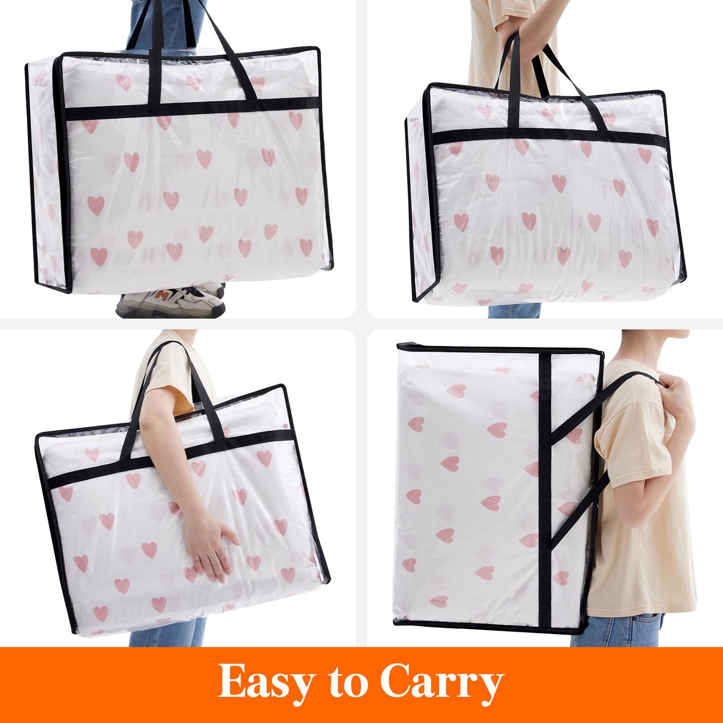 Lifewit 4 Pack Clear Clothes Storage Bags, 90L Plastic Blanket Storage Bag, Vinyl Foldable Moving Bags with Zipper，Closet Organizers and Storage Containers for Comforter, Bedding, Duvet, Pillow