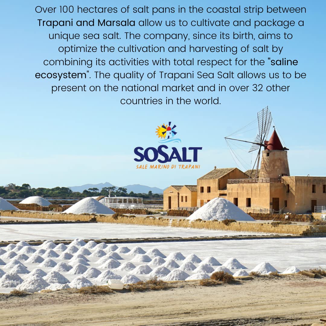 SOSALT DAL MARE DI TRAPANI Fine Sea Salt from Sicily, Foodservice Bulk Bag, (10kg) 22 lb, All Natural, Mediterranean Sea Salt Bulk, Kosher