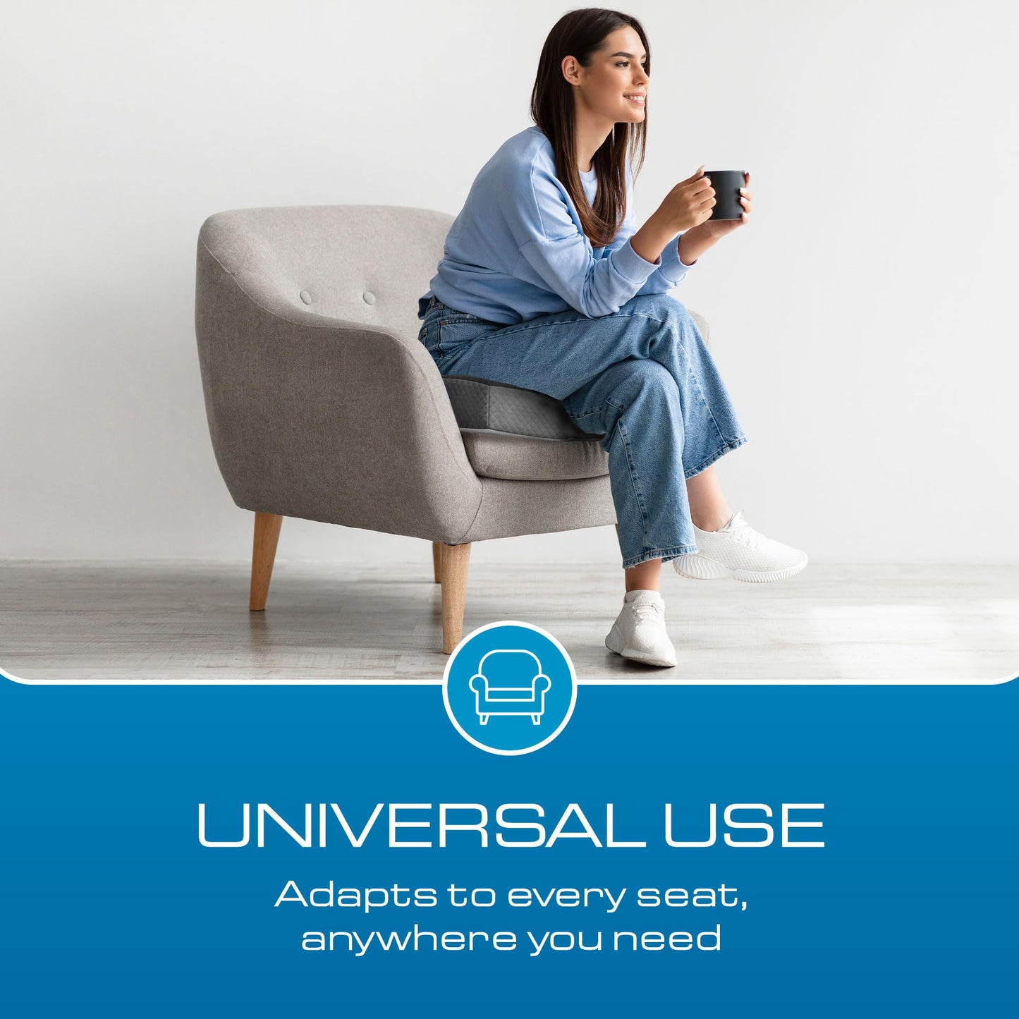 Kolbs Extra Large Recliner Cushion | Chic 2 Tone Velvet Cover | Memory Foam Seat Pillow 5 inch Thick 20 x 20 | Recline Chair Cushions for Elderly - Extra Large Chair Pad