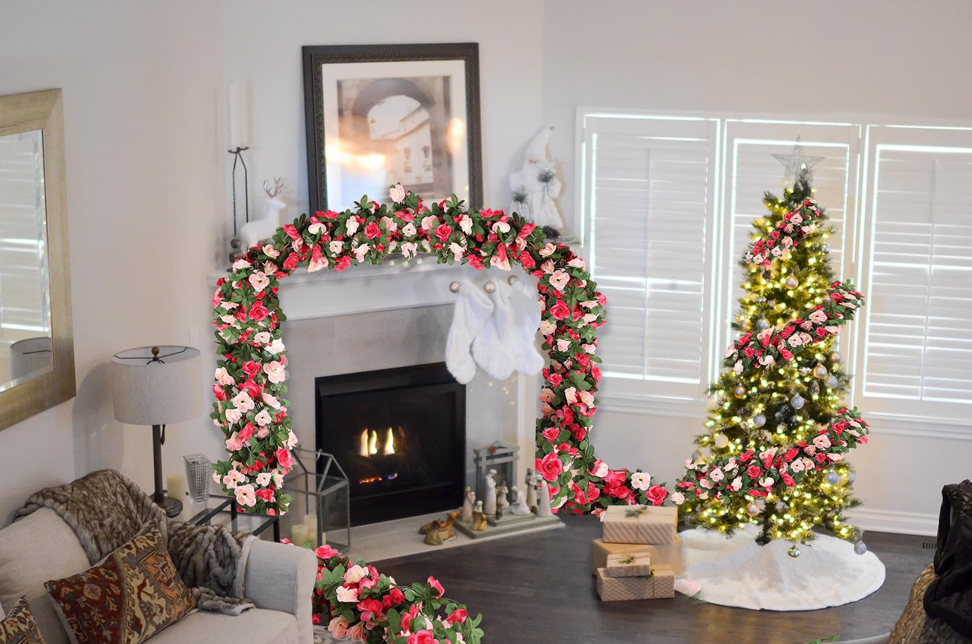 AWARDSEN 5PC 41FT Spring Flower Garland Pink Fake Flower Vine Artificial Flowers Garland Hanging Vines with Flowers Strings Wedding Decoration Spring Flower Garlands