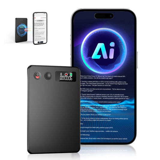 ZEOUPT AI Voice Recorder, Audio Activated Recorder with Playback, App Control, Transcribe & Summarize with AI Technology, 190 Languages, 64GB Memory, Suitable for Lectures, Learning, Meetings, Calls