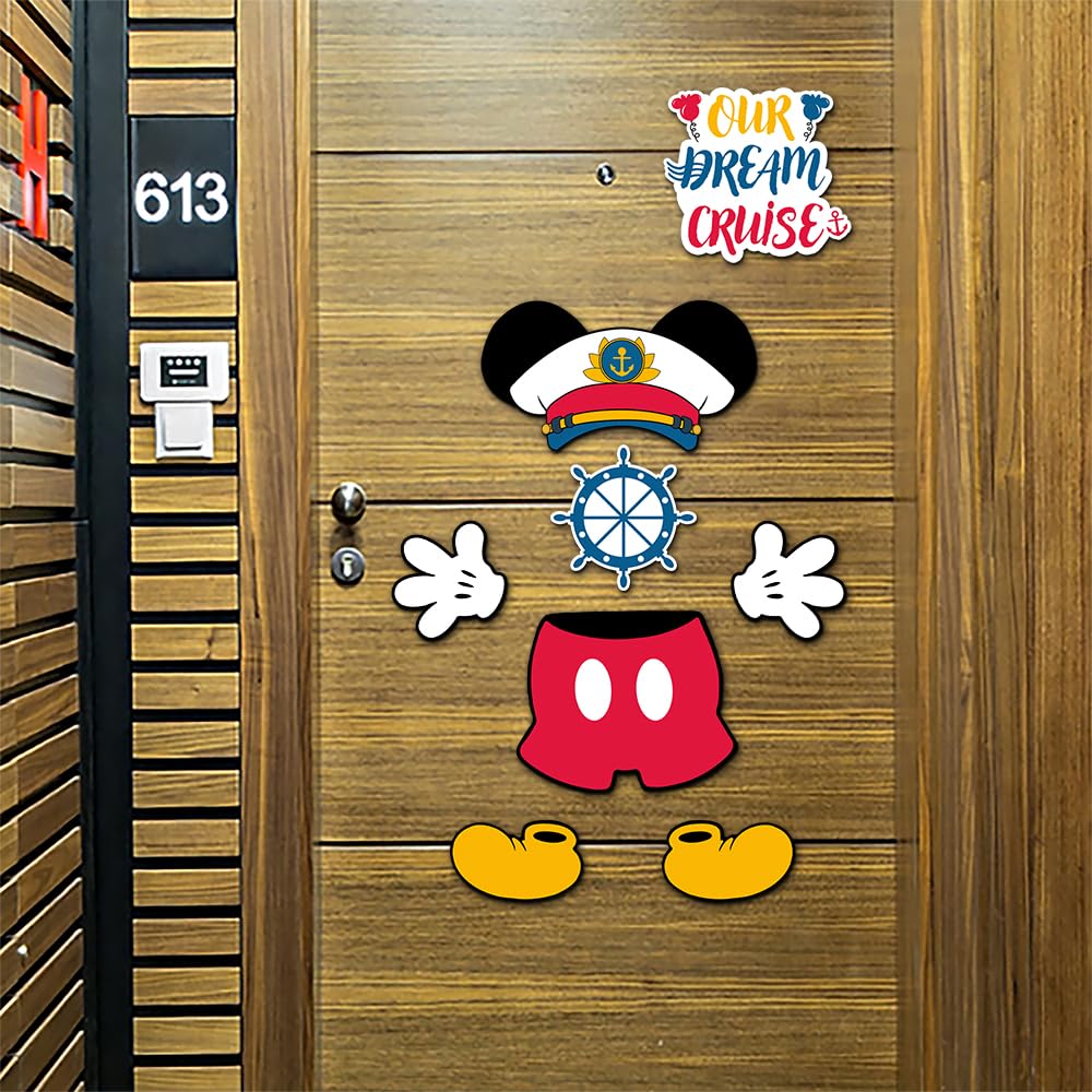 10 Pcs Cruise Door Magnet, Captain Mouse Cruise Door Decorations,Funny Mouse Ears Magnet for DCL Cruise& All Major Cruise