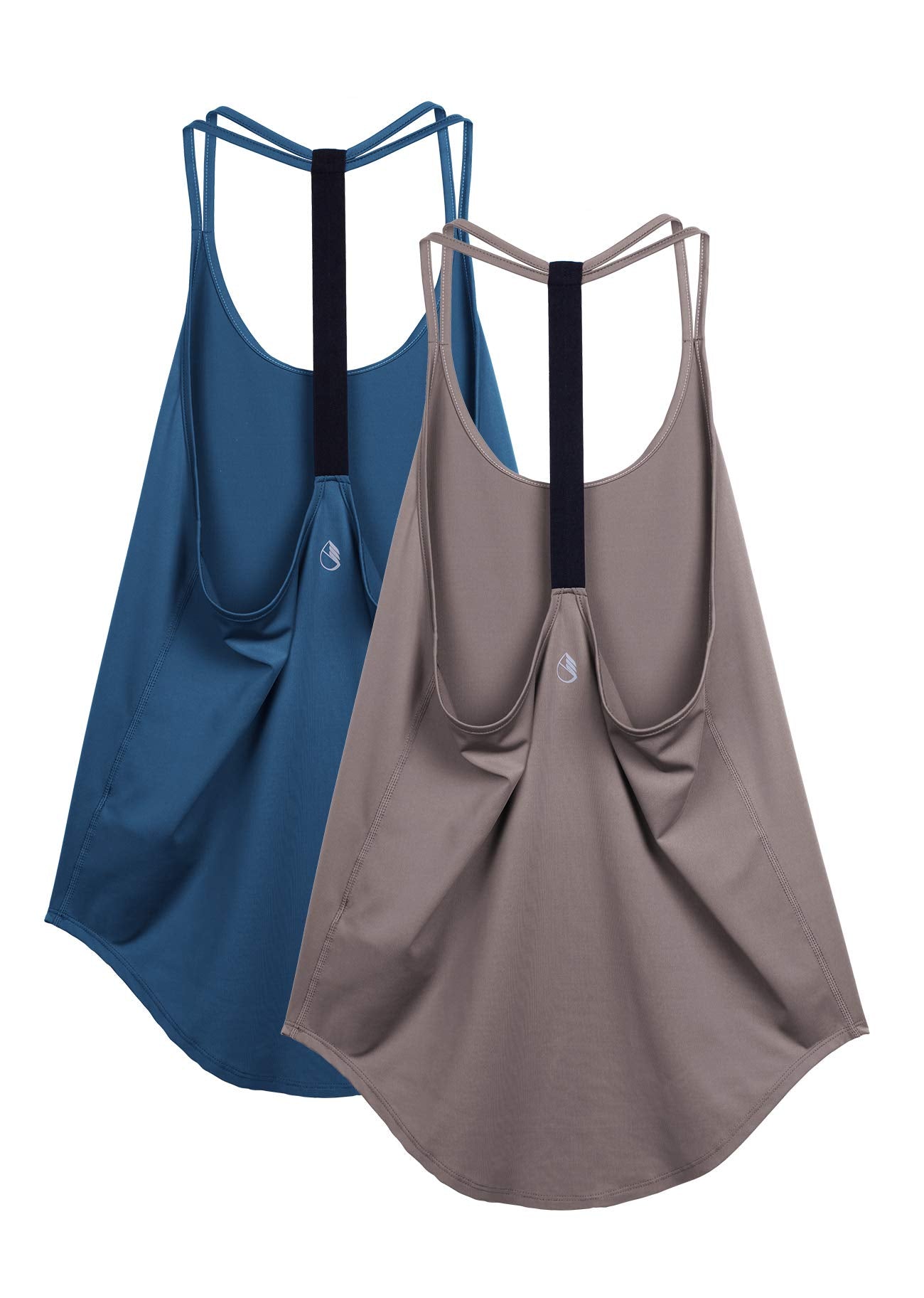 icyzone Workout Tank Tops for Women - Athletic Yoga Tops, T-Back Running Tank Top(Pack of 2) (M, True Blue/Mauve Shadows)