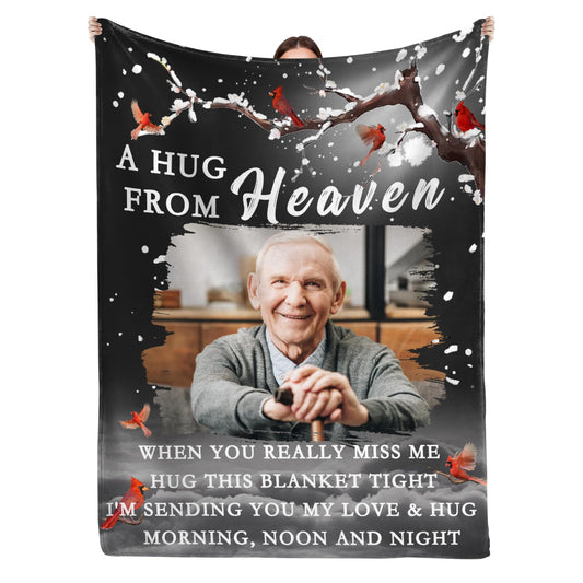 Ships Next Day, Custom Memorial Blanket with Picture and Text - Printed in USA,Personalized Blankets for Loss Loved Ones,Customized Blanket for Loss of Dad Mom,In Loving Memory Gifts with Photos
