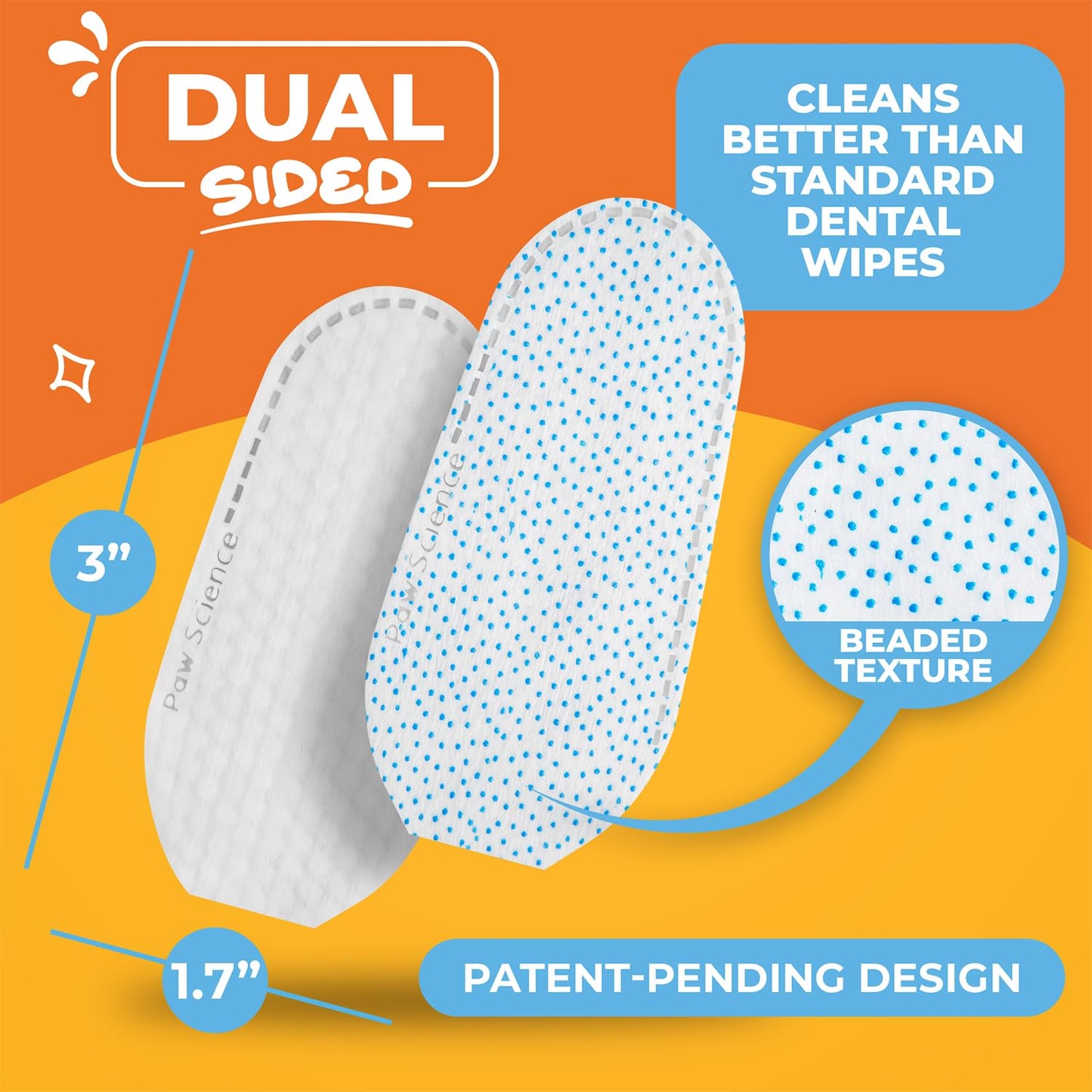 Paw Science Dog Teeth Cleaning Wipes - Dental Finger Wipes for Cats & Dogs - Pet Toothbrush & Tooth Brushing Kit - Effective Teeth Cleaner