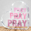 zaxek Pink Inspirational Decor Pray Over It Bible Verse Wall Art Christian Gifts for Women, 4x 4 Inches Office Desk Accessories Decor Sign, Pink Dorm Room Decor for Women - Pray on it Pray through it