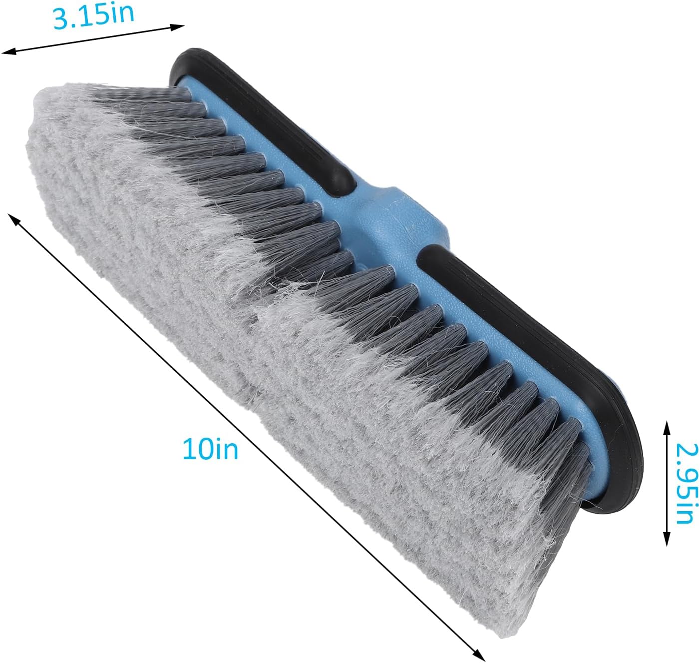 GIANT BEAR Soft Bristle car wash Brush Head (10"), Streamlined, Non-damaging, Scratch-Free, fits Standard Acme 3/4" trapezoidal Threads for car/Truck/Deck/SUV/Household Cleaning.