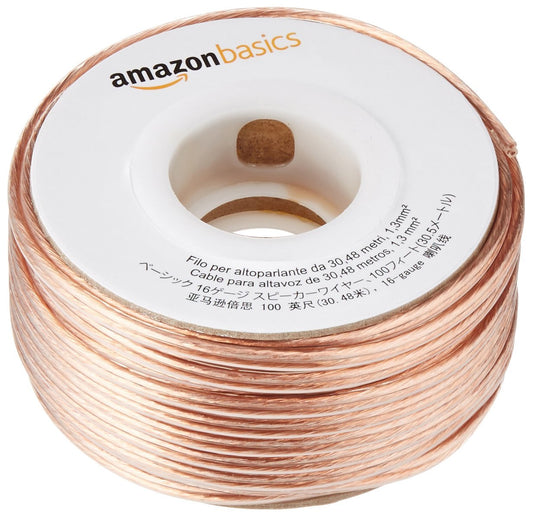 Amazon Basics Speaker Cable, Easy Assembly, 16-Gauge, Bronze, 100 ft