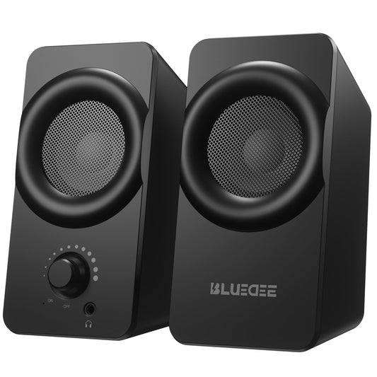 Bluedee Computer Speakers for Desktop PC, Plug & Play USB Speaker with 2 Speaker Units, Dynamic RGB Light PC Speakers, USB/Type-C Powered Wired Speakers for Desktop, Laptop, Projector