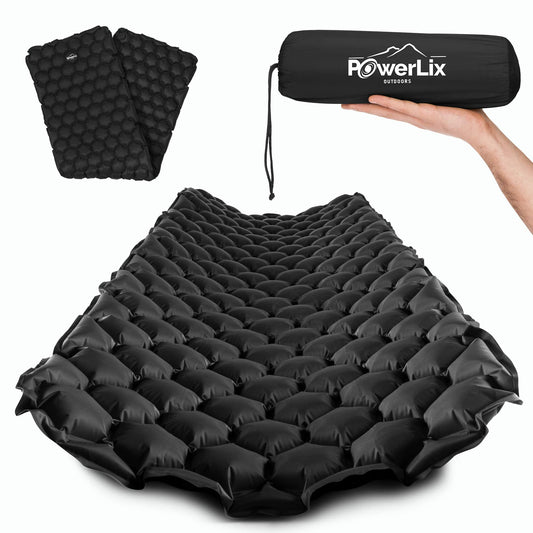 POWERLIX Ultralight Inflatable Camping Sleeping Pad - Camping Mattress for Backpacking, Hiking, Compact Lightweight Air Pad for Camping, Inflation Hand Pump Bag/Repair Kit Included