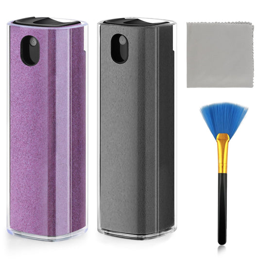 Touchscreen Screen Cleaner Kit 2 Pcs,3 in 1Touchscreen Mist Cleaner Spray Wipe Cleaner,Safe for Phones Tablet Car Screen Laptop Screens (Grey Purple)