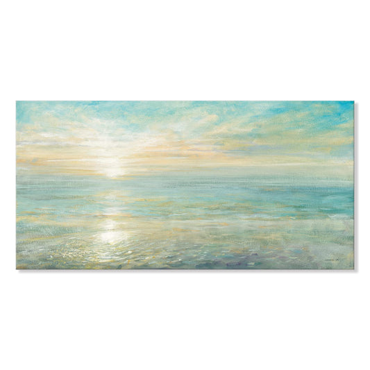 Goldfoilart Beach Sunrise Pictures Ocean Wall Art Coastal Canvas Prints Sea Waves Poster Paintings for Living Dining Room Bedroom Bathroom Framed Artwork Decorations Home Decor 20"x40"