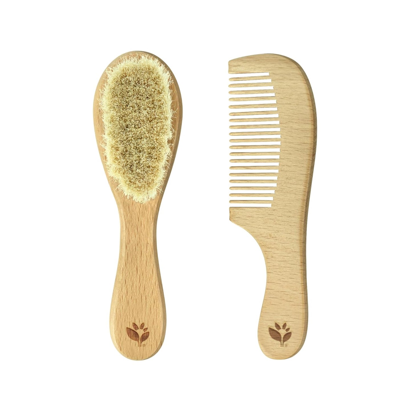 green sprouts Baby Brush & Comb Set | Gently grooms baby's hair | Made of natural wood and bristles