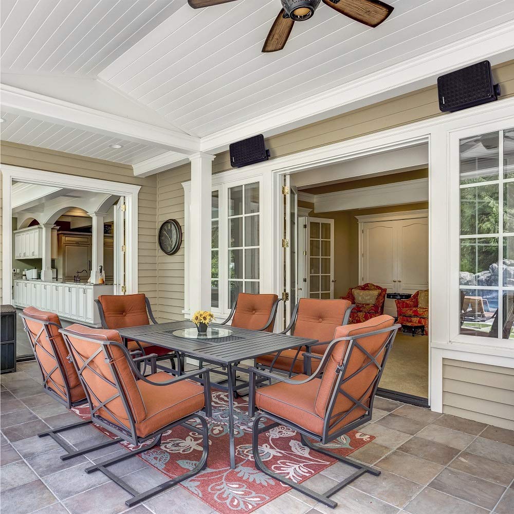 Kicker KB6B 2-Way Full Range Indoor Outdoor Speakers (Pair) Weatherproof Speakers for Patio Garage Poolside in-Home, 6.5 inch woofer, 2x5 inch Horn Tweeter Black