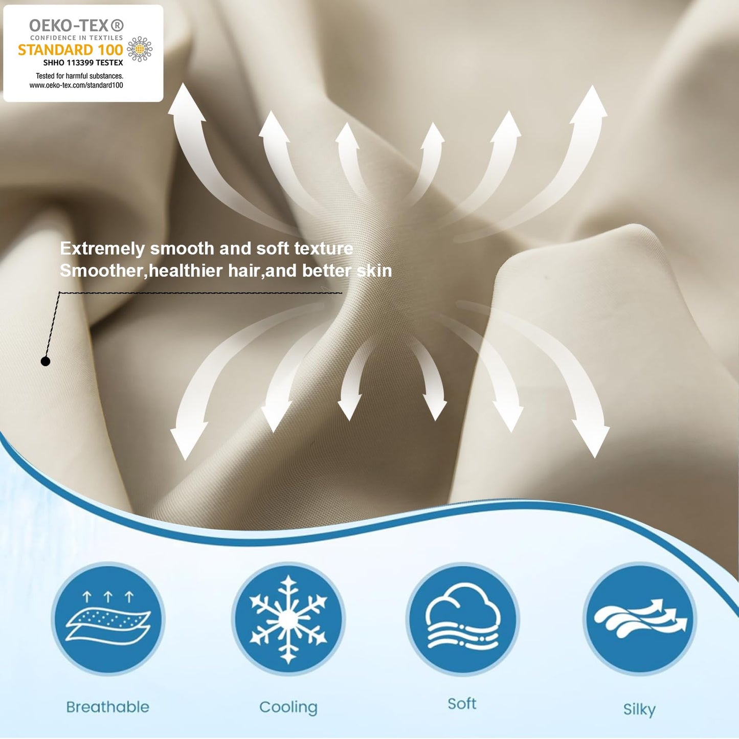 LOVSTOY Cooling Pillow Cases Body Size, Breathable Cool Pillowcases for Hair Skin and Hot Sleepers, Soft Silky Summer Pillow Cover with Envelope Closure, Desert Yellow, 20"x54"