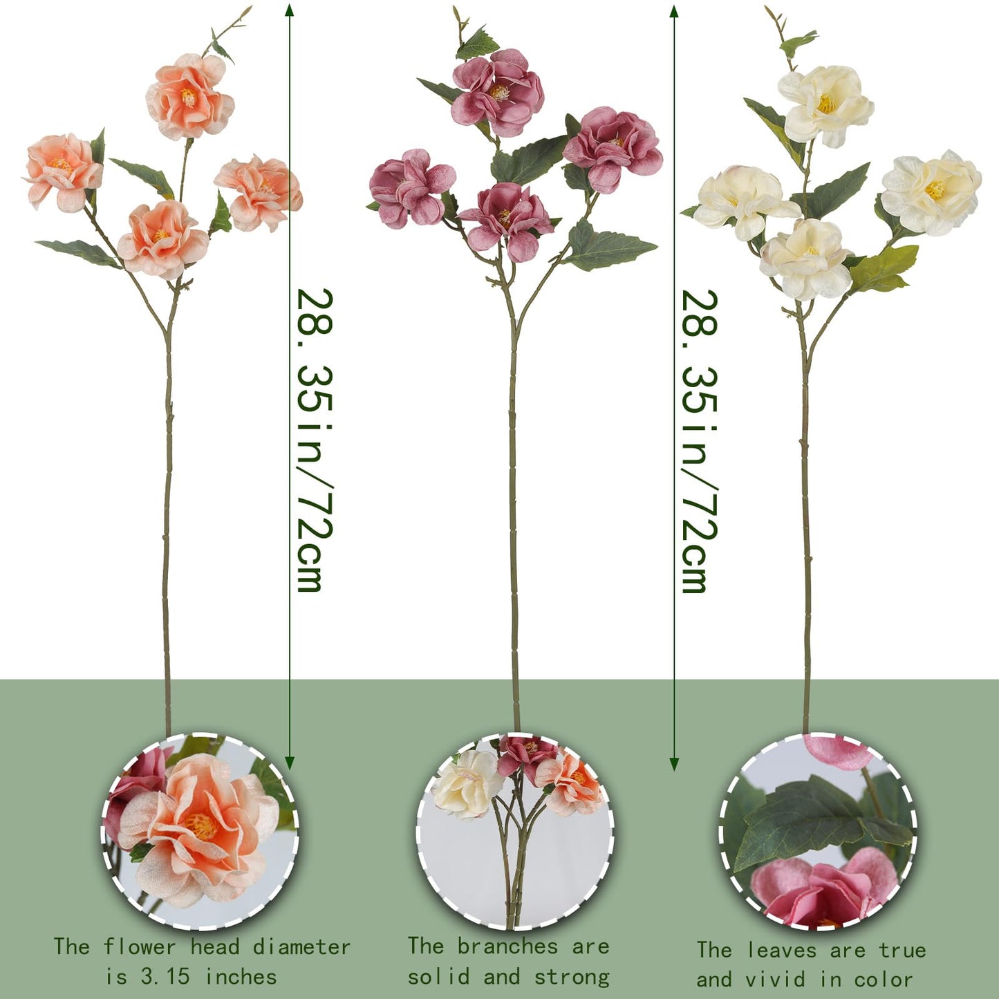 CISDUEO 3 Pcs Silk Peonies Artificial Flowers Long Stem Artificial Peonies Bouquet Faux Flowers Bulk with Stems for Vase Floral Arrangements Table Centerpieces Wedding Party Farmhouse Decoration