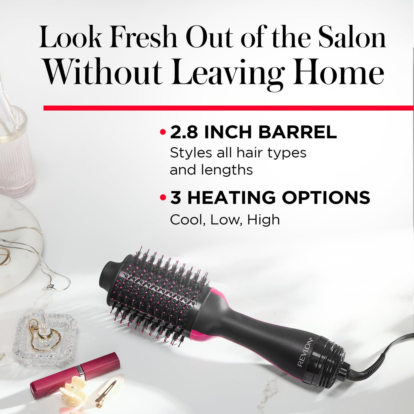 REVLON One-Step Volumizer Hair Dryer and Styler – Easy Salon-Style Blowouts – Less Frizz, More Shine, and Reduced Heat Damage, for All Hair Types and Lengths (Black)