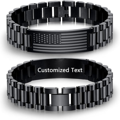 Gifts for Dad Stepdad New Dad Husband, Stainless Steel American Flag Watch Bracelet Birthday Fathers Day Christmas Jewelry Gifts for Men