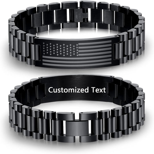 Gifts for Dad Stepdad New Dad Husband, Stainless Steel American Flag Watch Bracelet Birthday Fathers Day Christmas Jewelry Gifts for Men