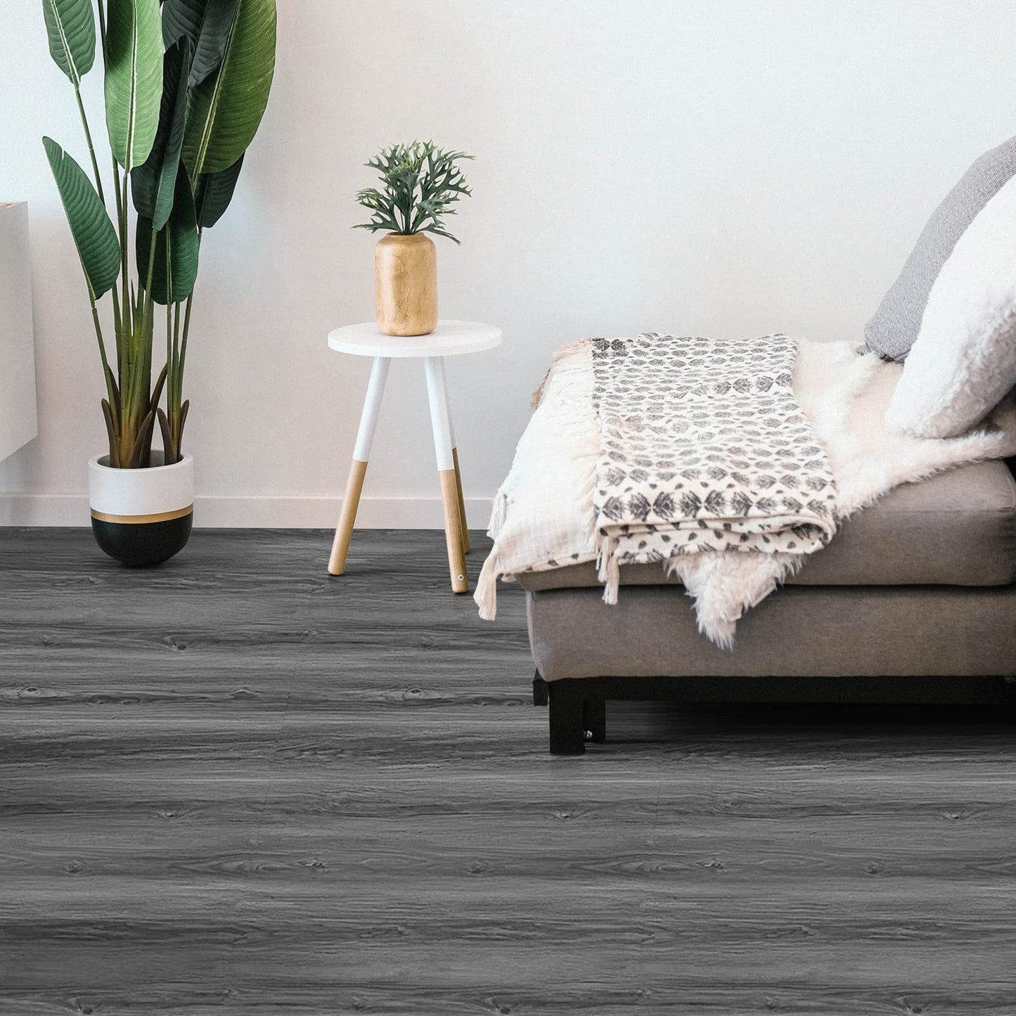 auxua Wood Grain Peel and Stick Floor Tiles – 11.8” Width, Full Roll Length of 118" – Versatile Design for Any Space, Grey Self Adhesive Vinyl Flooring, Waterproof and Non-Slip Features