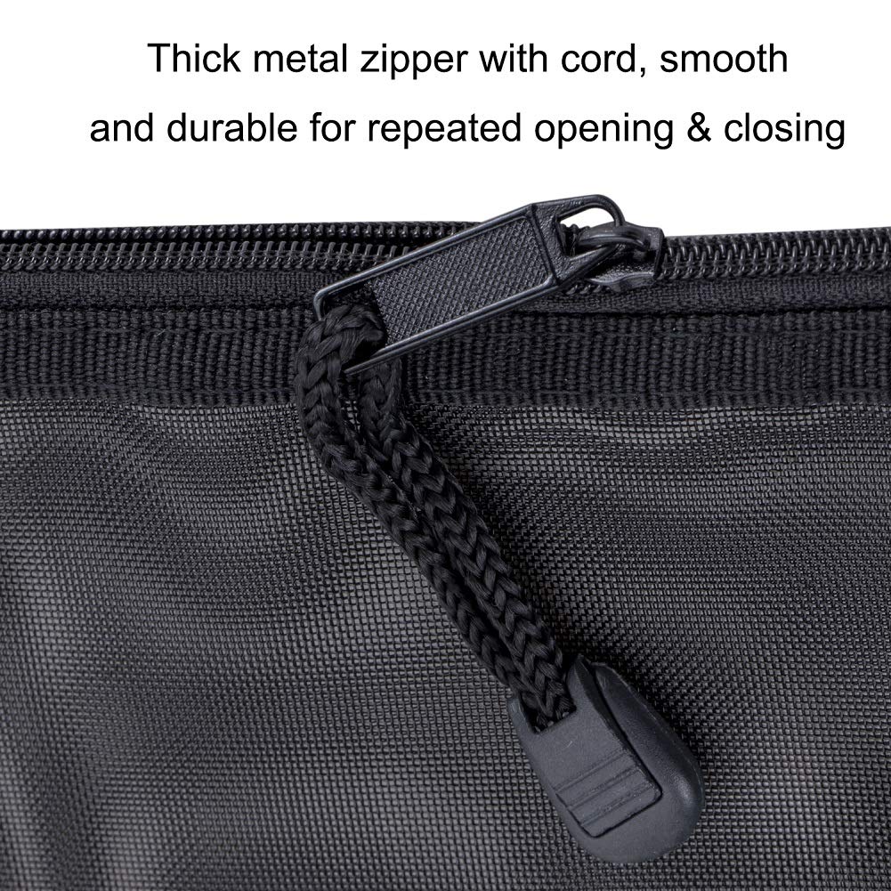 HRX Package Nylon Mesh Cosmetic Zipper Bags, 6PCS Black Makeup Pouches Travel Organizer Case for Purse Diaper Bag (A5 x 3pcs, A6 x 3pcs)