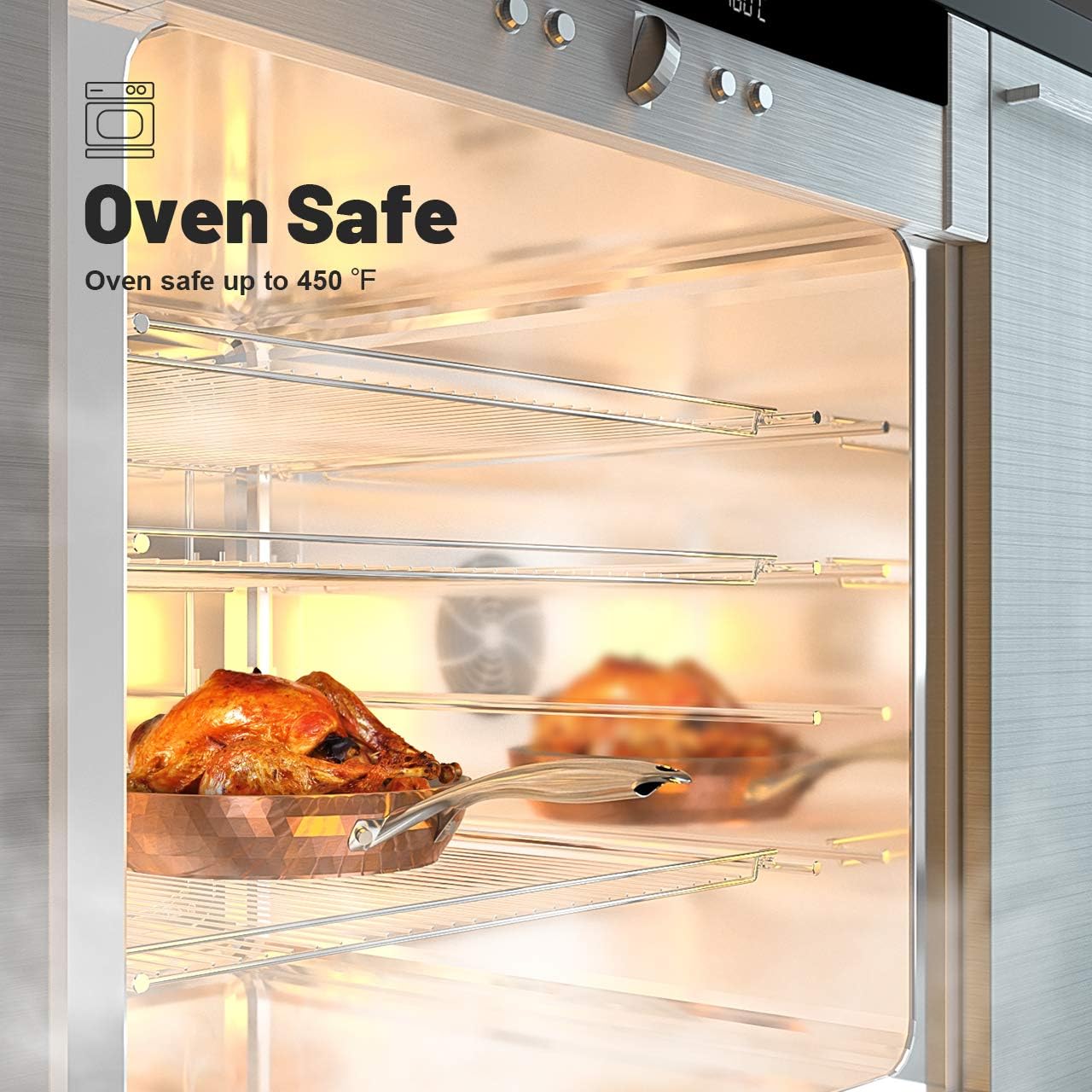 COOKSMARK 10-Piece Diamond Nonstick Ceramic Induction Cookware Set Scratch-Resistant Pots and Pans Set with Lids, Dishwasher Safe Oven Safe, Copper