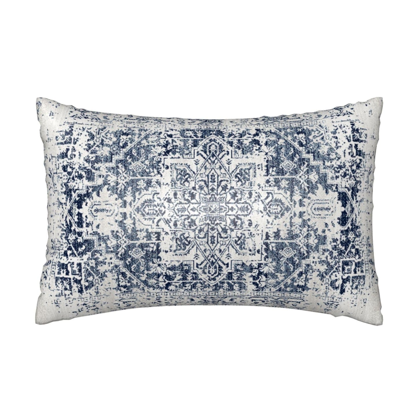 Silk Like Pillowcase for Hair and Skin Retro Boho Blue Carpet 1 Pack Satin Pillowcase with Hidden Zipper Soft Breathable Smooth Cooling Pillow Cover Queen Size for Bedroom Sofa 20”x30”