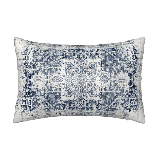 Silk Like Pillowcase for Hair and Skin Retro Boho Blue Carpet 1 Pack Satin Pillowcase with Hidden Zipper Soft Breathable Smooth Cooling Pillow Cover Queen Size for Bedroom Sofa 20”x30”