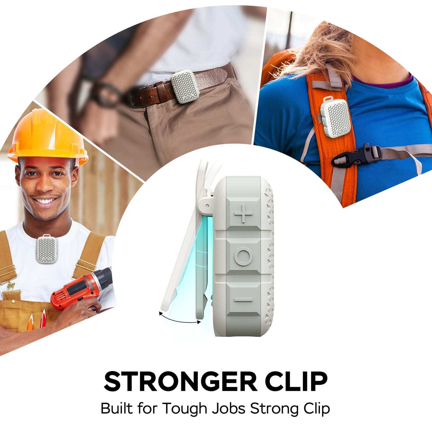 INSMY Wearable Bluetooth Speakers,IP67 Waterproof,Clip-On Portable Small Personal Speaker/Clean Sound/Stereo Pair/Wireless 5.4/ENC Built-in Mic/Lightweight for Outdoor Golf Work Pool (White)