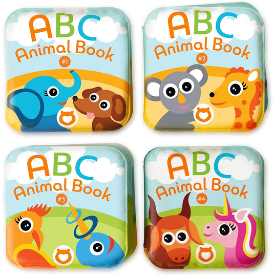 Floating Baby Bath Books. Kids Learning Bath Toys. Waterproof Bathtime Toys for Toddlers. Kids Educational Infant Bath Toys.(Set of 4: ABC Animal Bath Books)