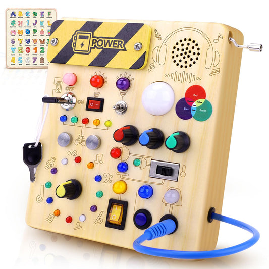 Sumsoltic Busy Board,Montessori Toys for 1-3 Year Old Boys & Girls,Travel Educational Learning Activities for Toddlers,Sensory Toy for Kids with Autism (Busy Board v5)