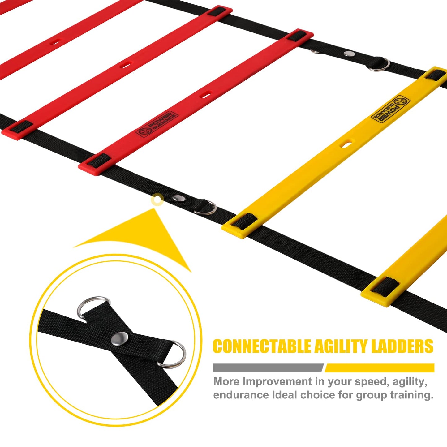 POWER GUIDANCE Agility Ladder (20 Feet) with Cones for Speed Agility Training & Quick Footwork Exercise - Soccer & Football Training Equipment for Adults, Youth & Kids (Red)