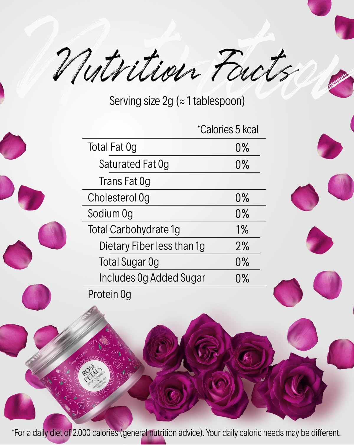 Sweet Spell Dried Rose Petals – Edible Flowers for Drinks, Cocktails, and Cake Decorations – Perfect for Tea, Soap, and Candle Making – 14g (0.5oz)