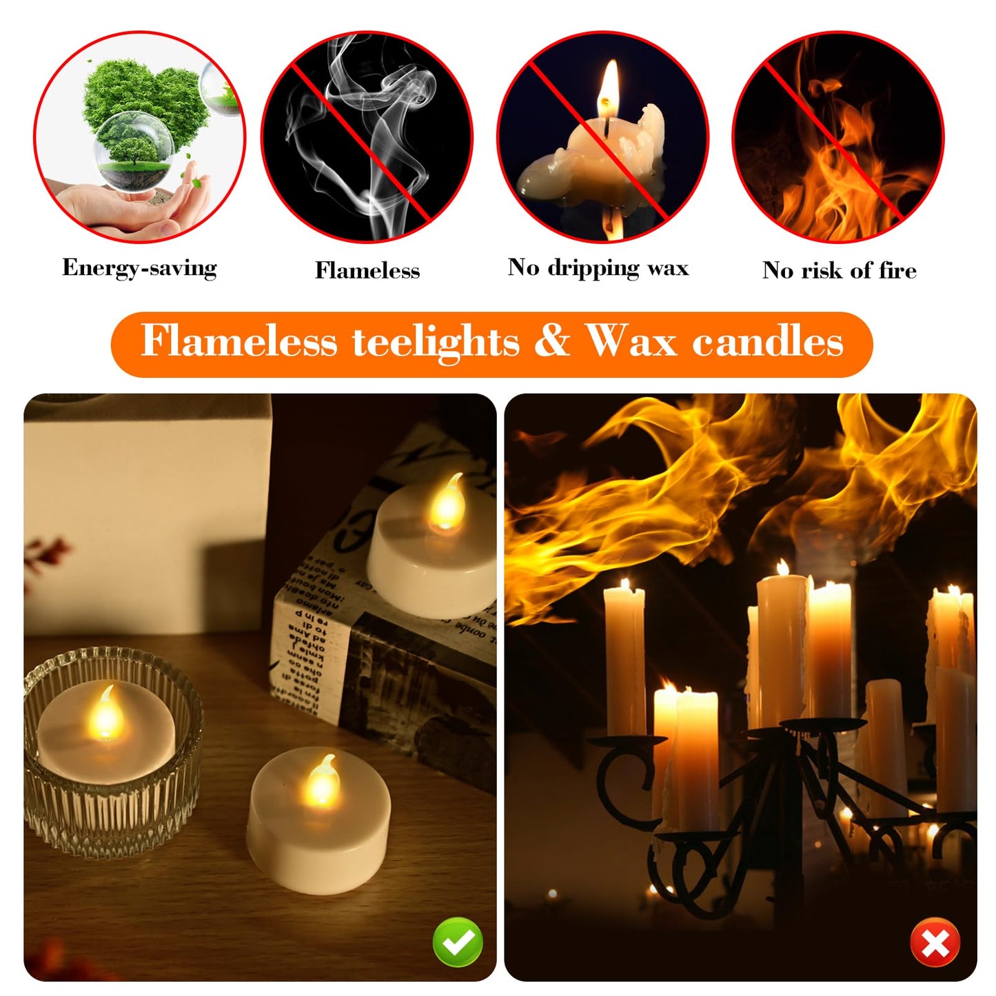 JOSU 24PCS Flameless Tea Lights Candles with Remote Timer, LED Battery Operated Candle for Engagement Wedding Centerpiece Table Decorations, Tealight Candles for Home Patio Farmhouse Porch Party Decor