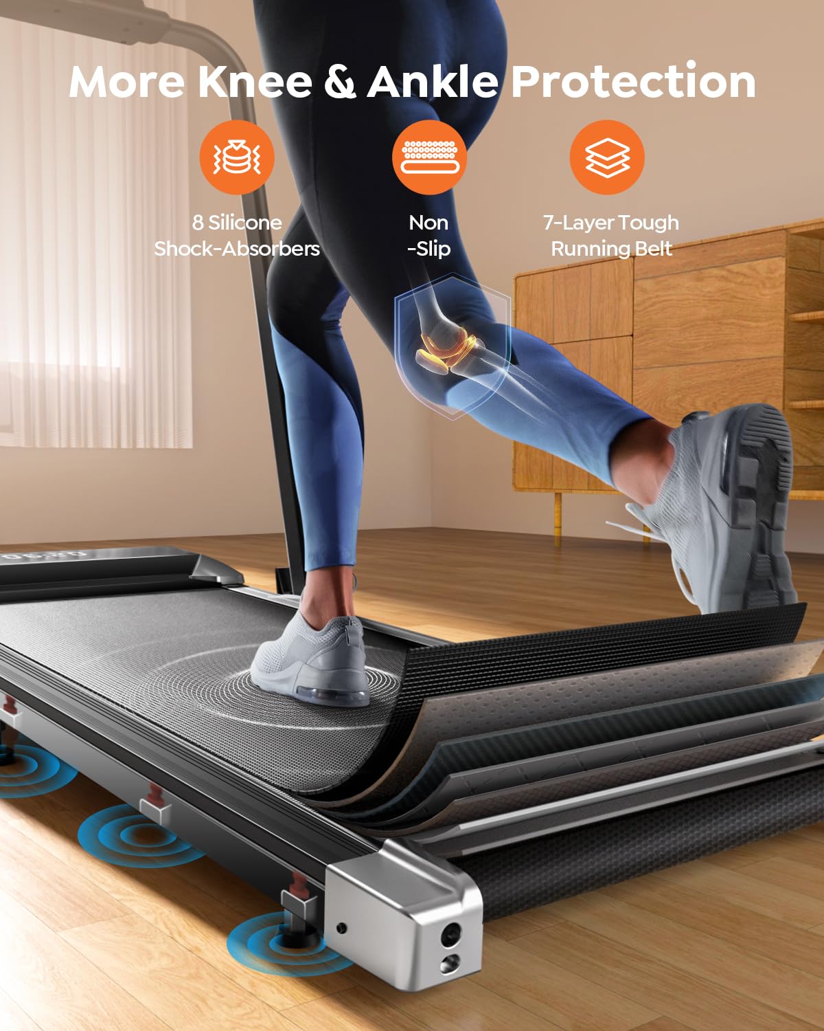 Acezoe Walking Pad Under Desk Treadmill with Incline, 2 in 1 Foldable Treadmills for Home Small Office, 300 lbs Capacity, Portable Compact Walking Treadmill with Remote Control, LED Display and Apps