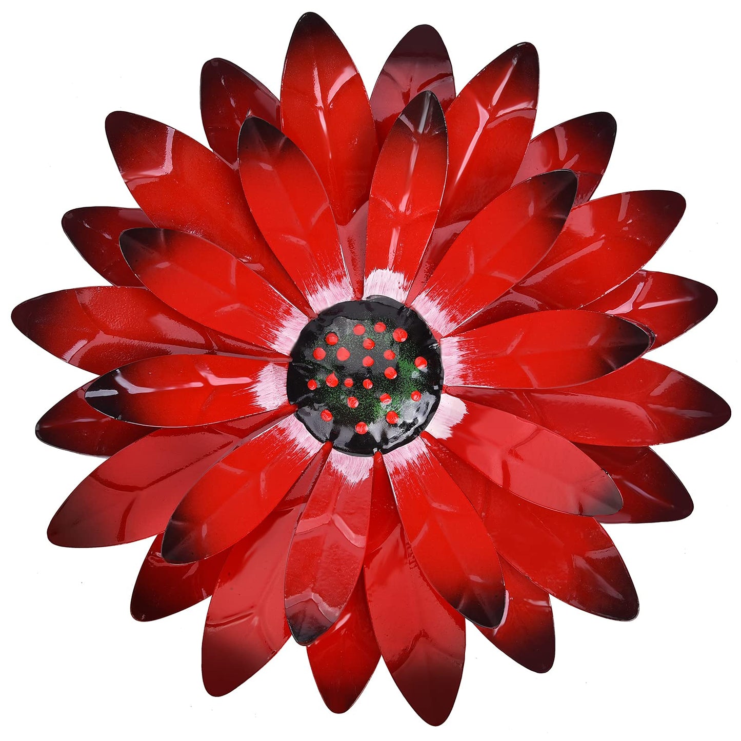qzmaikoo Red Daisy Metal Flowers Wall Decor Metal Wall Art Decorations Hanging for Indoor Outdoor Bathroom Patio Kitchen,12x12 inches