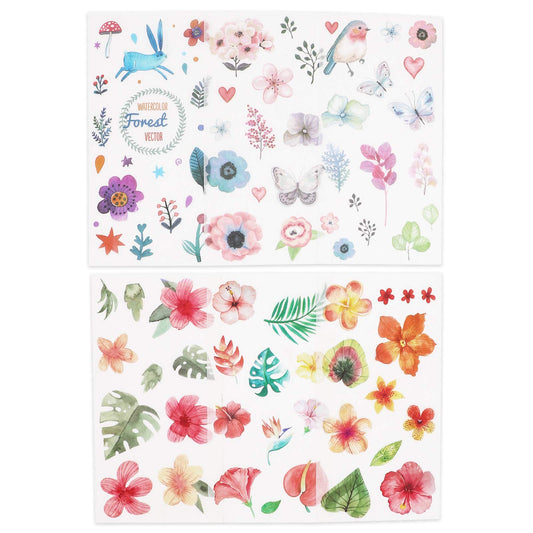 Knaid Watercolor Birds and Flowers Stickers Set - Decorative Sticker for Scrapbooking, Kid DIY Arts Crafts, Album, Bullet Journaling, Junk Journal, Planners, Calendars and Notebook
