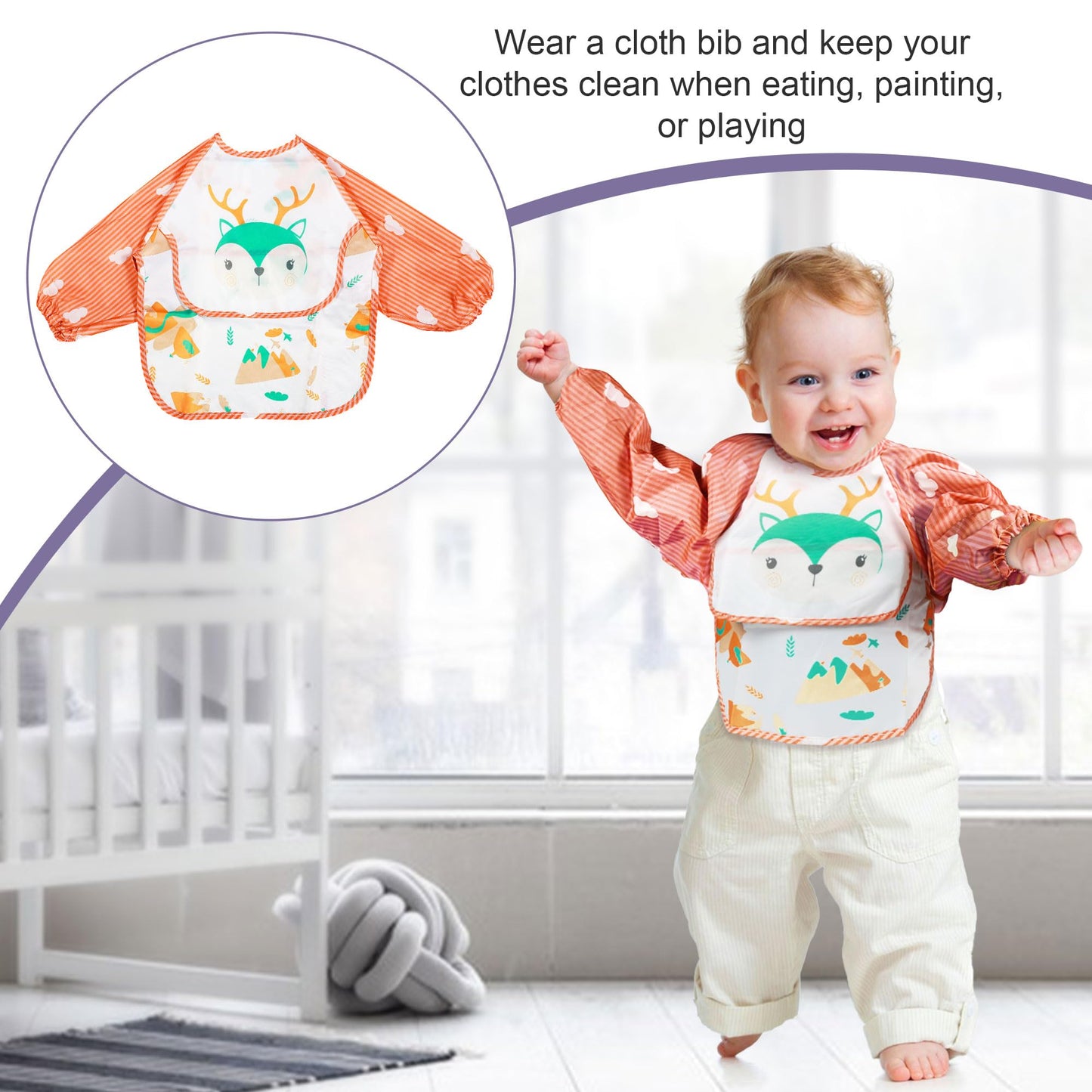 Silicone Baby Feeding Set, Baby Led Weaning Supplies, Silicone Suction Butterfly Plate, Bowl, Spoons, Fork and Waterproof Bib & Cloth Bib, Eating Utensils Baby Feeding Essentials (Purple)