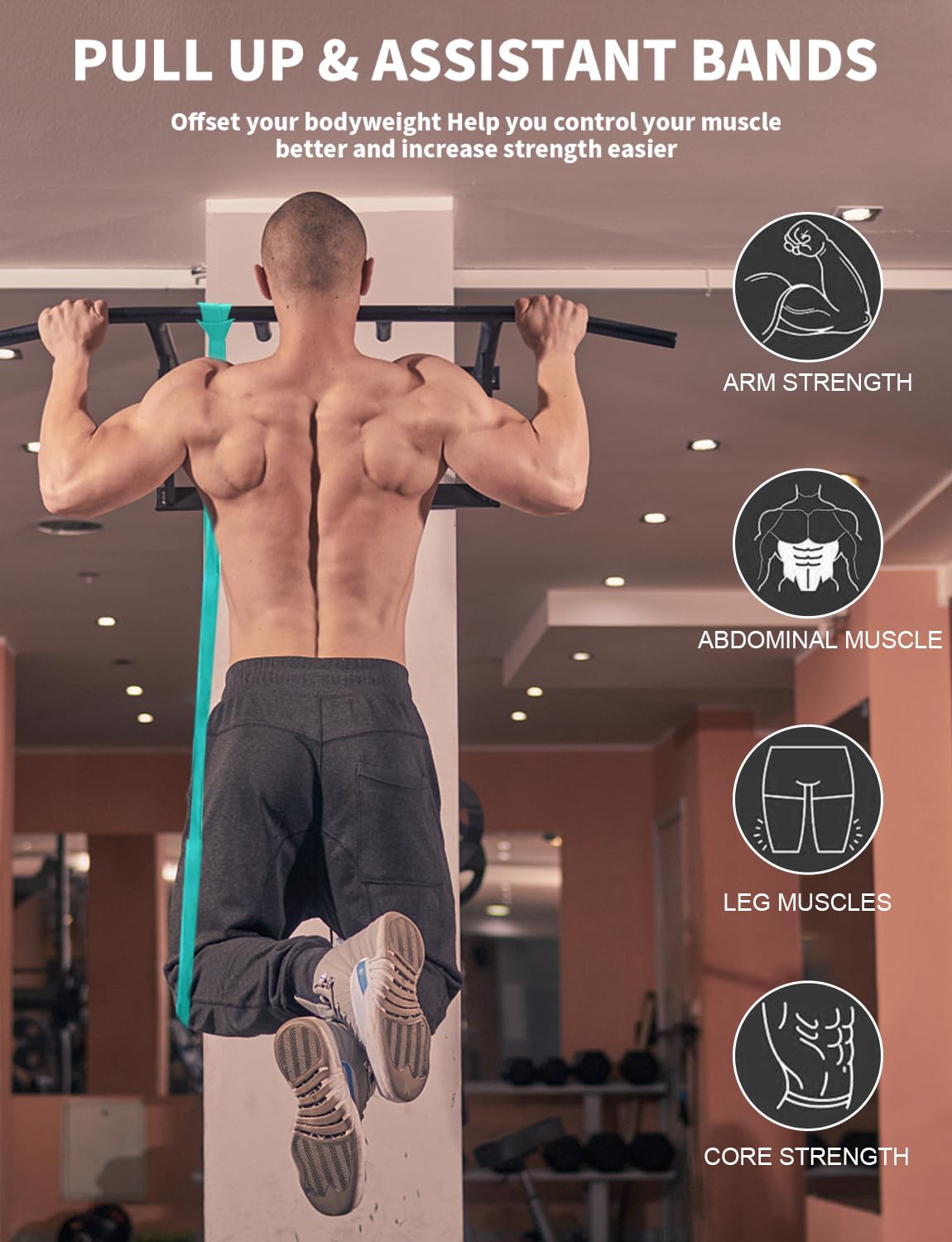 Resistance Bands, Pull Up Bands, Pull Up Assist Band Exercise Bands for Men & Women Working Out, Body Stretching, Physical Therapy, Muscle Training - Multicolor