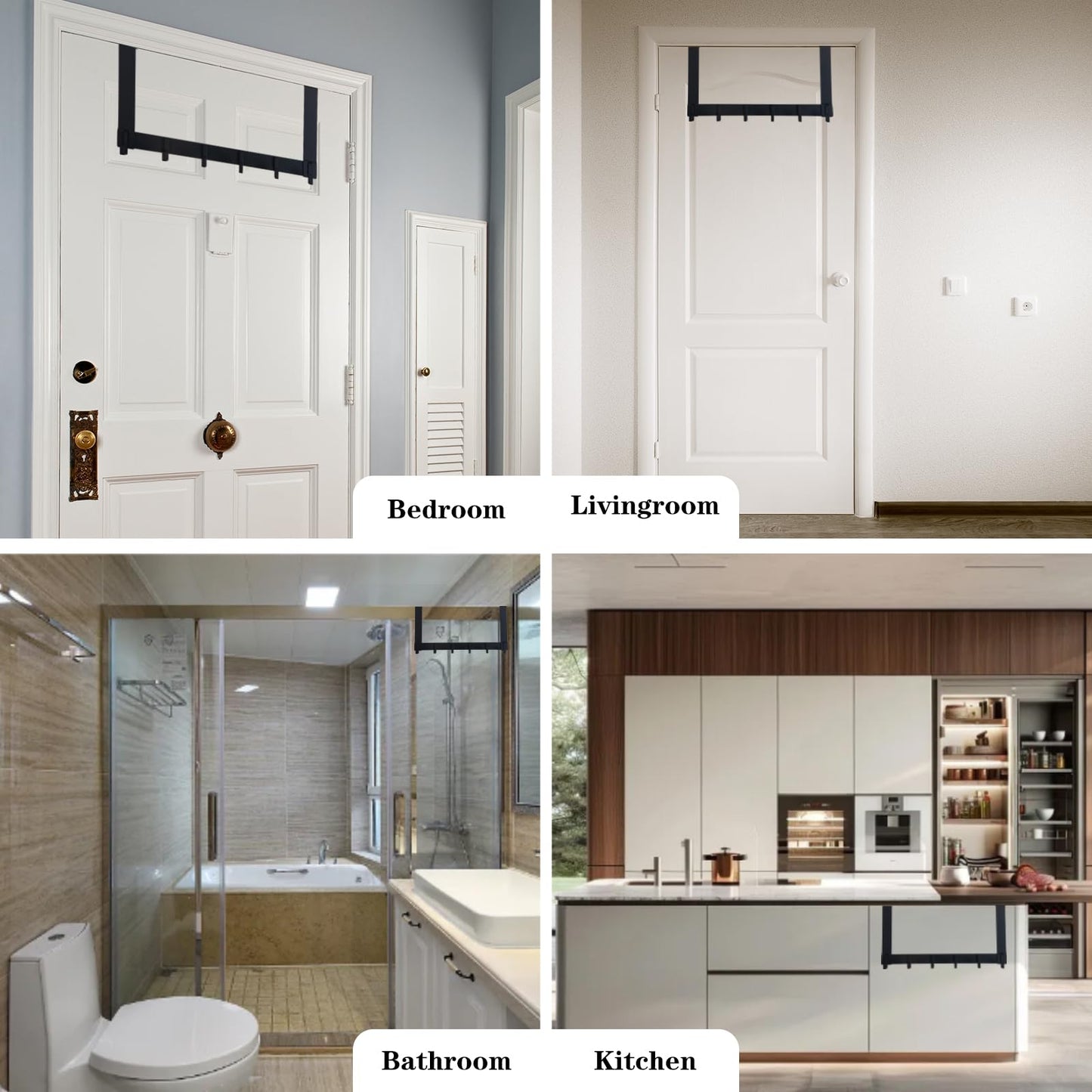 fayalishun Door Hooks,Bathroom Door-Mounted Towel Racks,6 Sturdy Hooks.Perfect forhanging Coats,Hats,Towel, Be Suitable forbathrooms,bedrooms dormrooms-Ideal for Versatile Over The Door Hooks