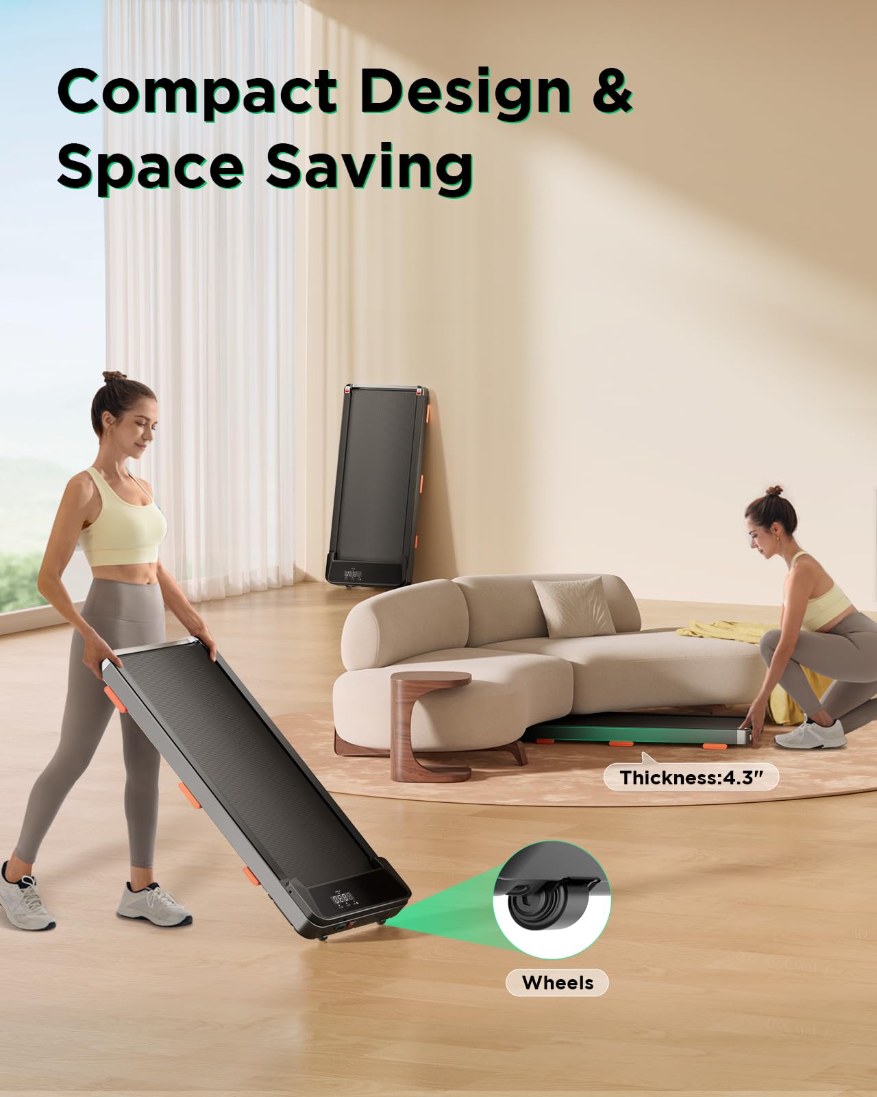 TREAFLOW Walking Pad,Treadmill with Incline for Home, 2.5HP Portable Under Desk Treadmill with 265 Lbs