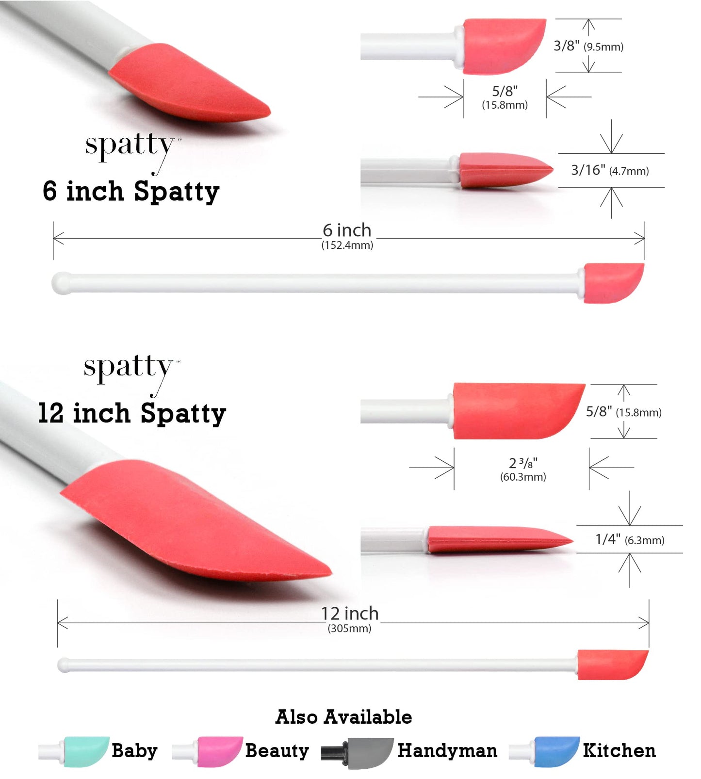 Spatty Daddy Crafting Spatula Set (6 and 12 Inch Red) Shark Tank Mom Made Scrapes Last Drop, Spreads Mixes Glue, Paint, Thoughtful Gifts for Women, Teen, Grandma, Stocking Stuffers for Christmas