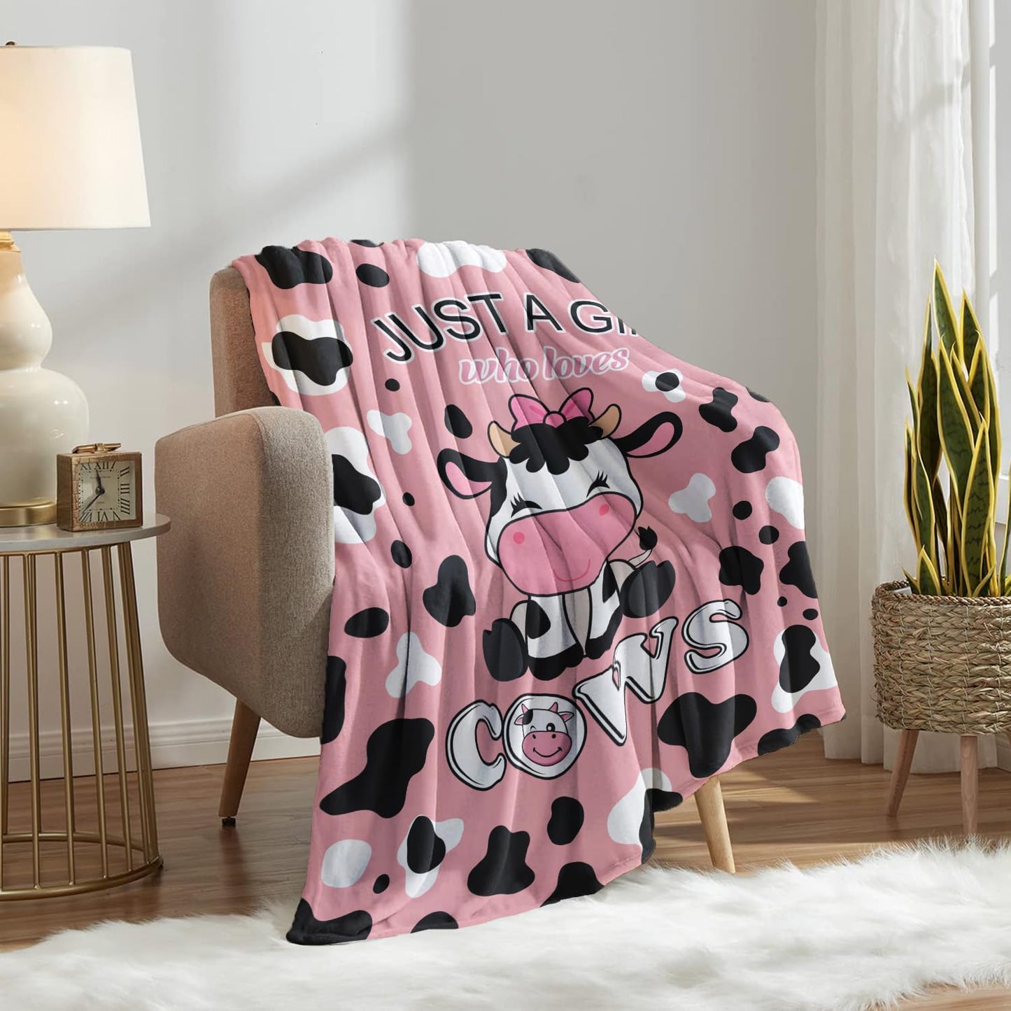 Cow Blanket Gifts for Girls Women Soft Flannel Cow Throw Blanket Birthday Gifts Decor Stuff 50" x 40"